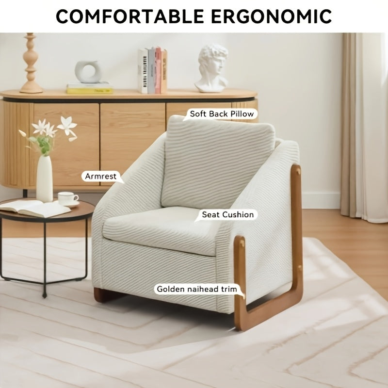 modern upholstered armchair wooden side frame accent leisure - Temu