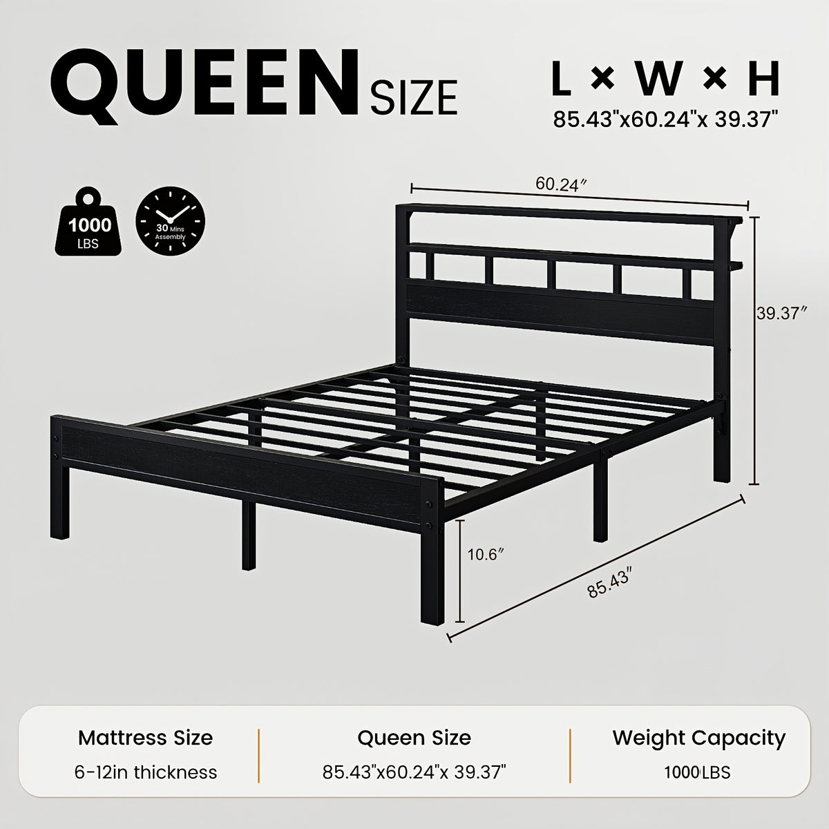 bed frame metal platform bed 2 tier storage led lighting - Temu
