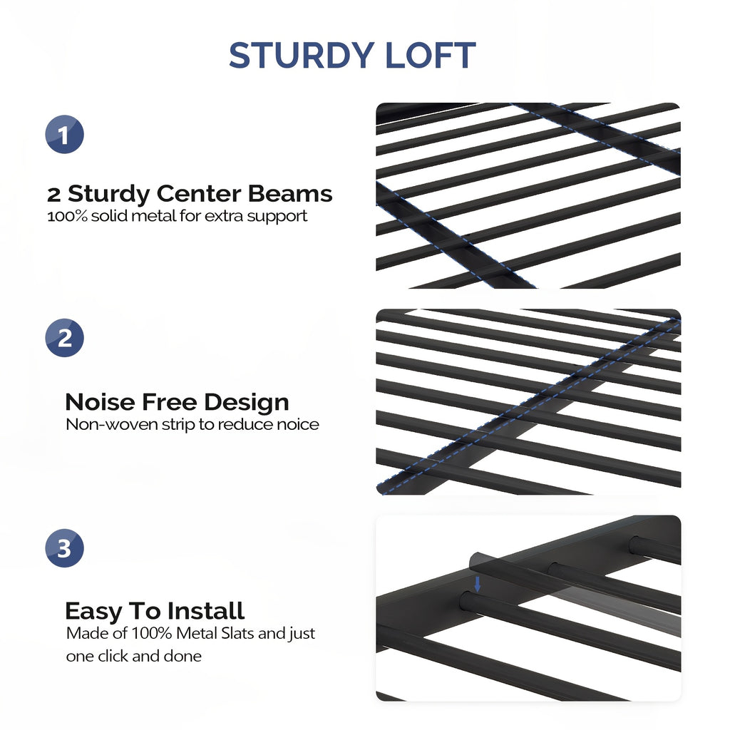 queen loft bed frame flat rungs   spring required heavy - Temu