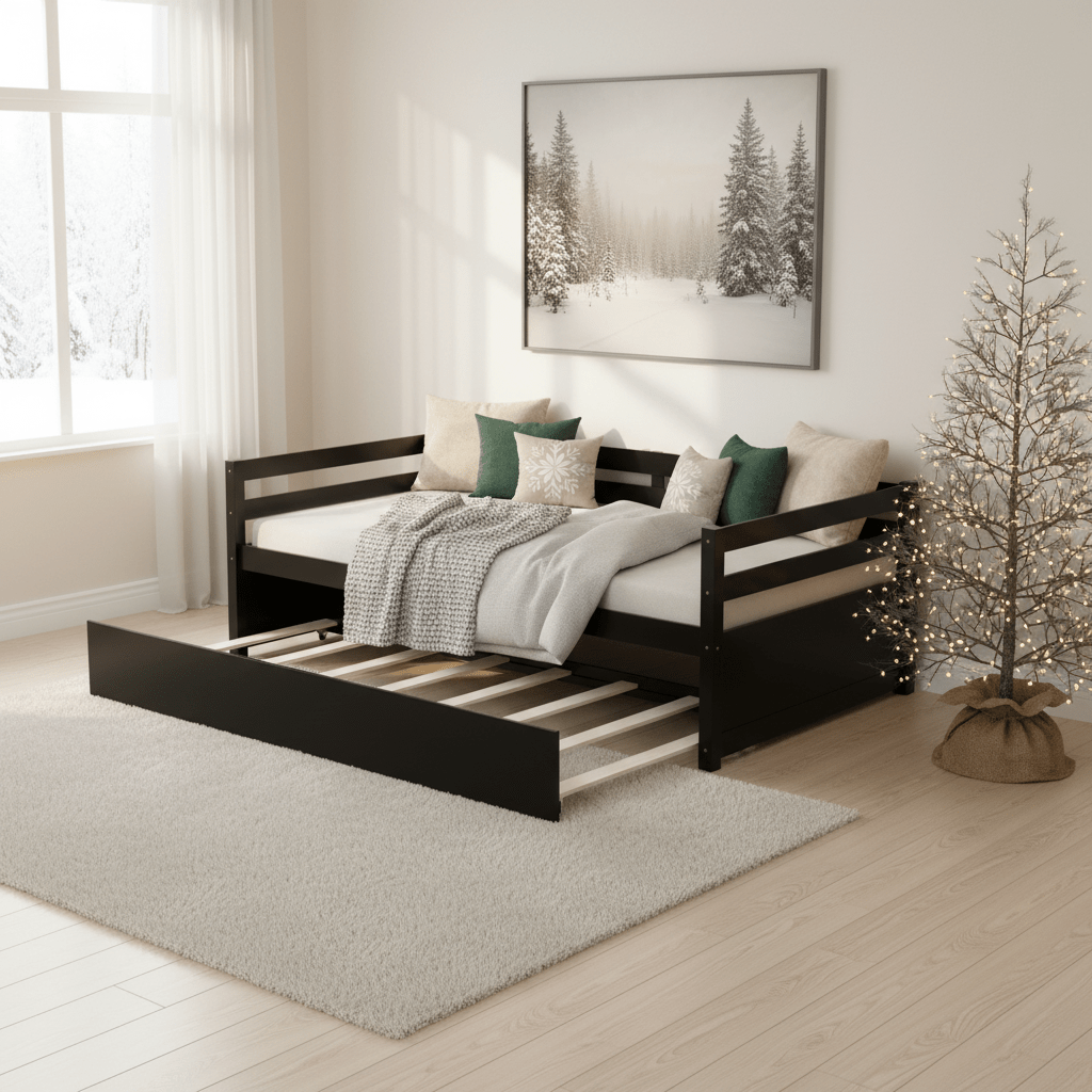 daybed trundle in wood twin size frame featuring pull - Temu