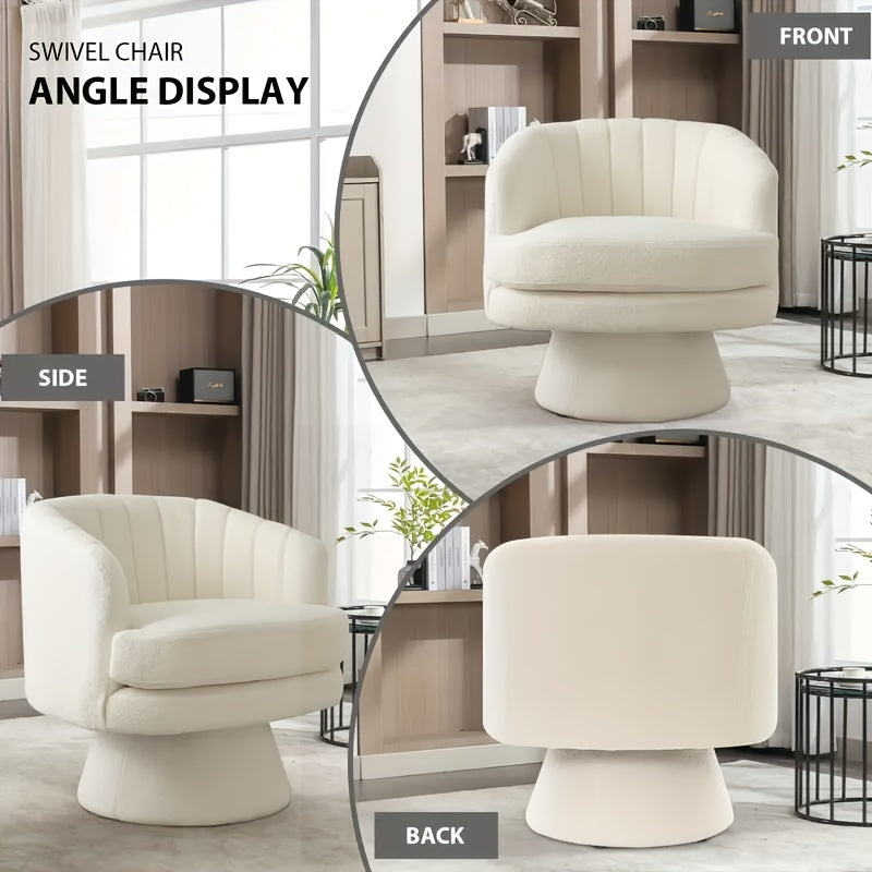 modern swivel   accent chair comfy sherpa upholstered - Temu