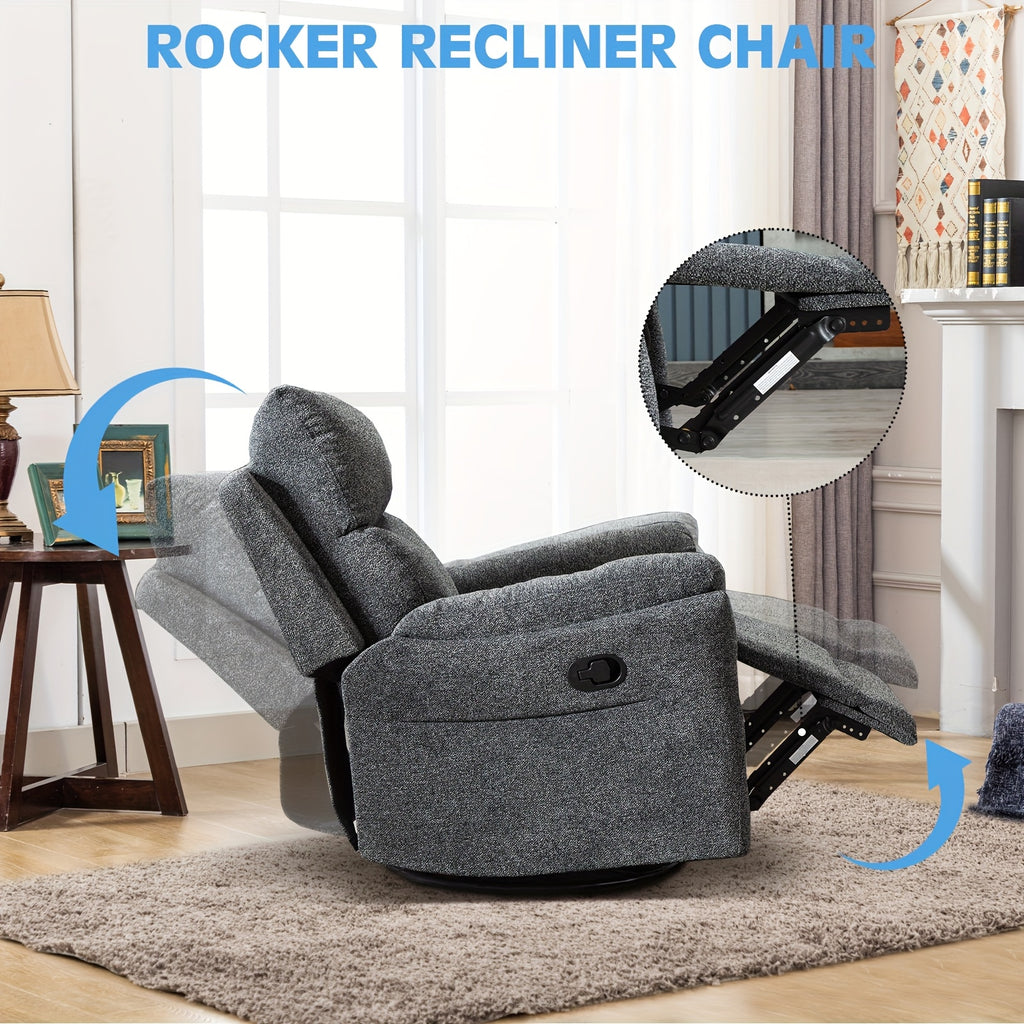 360 degree swivel manual glider rocking recliner   lazy - Temu