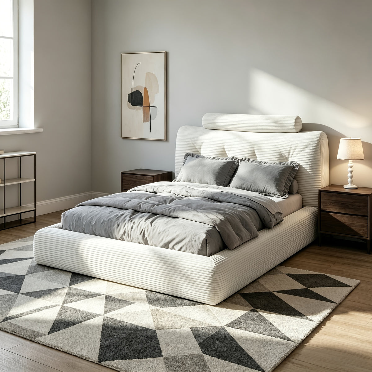 king queen full size bed upholstered corduroy bed frame - Temu