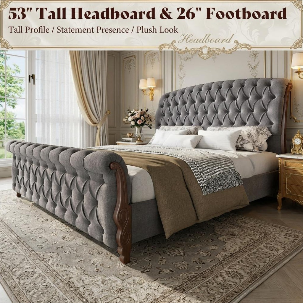53 tall upholstered queen king california king   - Temu