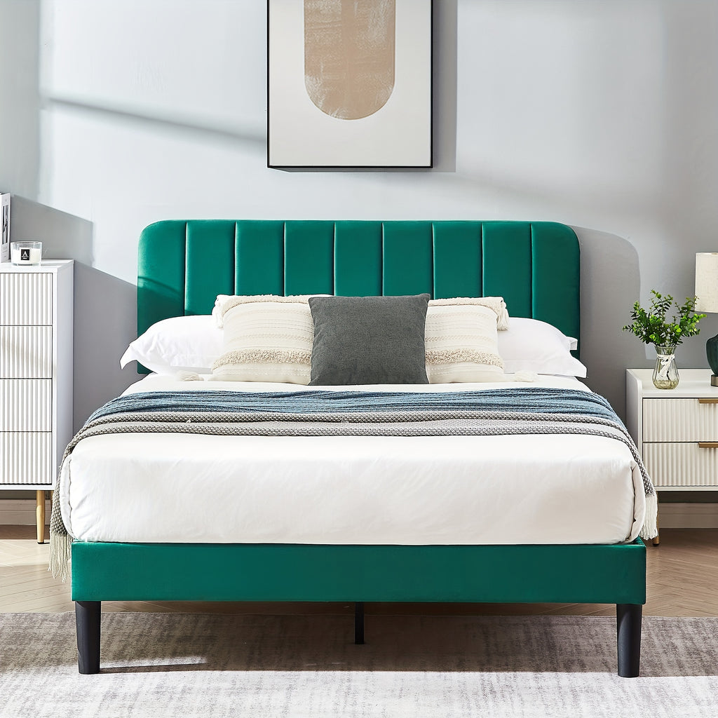 platform bed frame in velvet upholstery suitable full queen - Temu