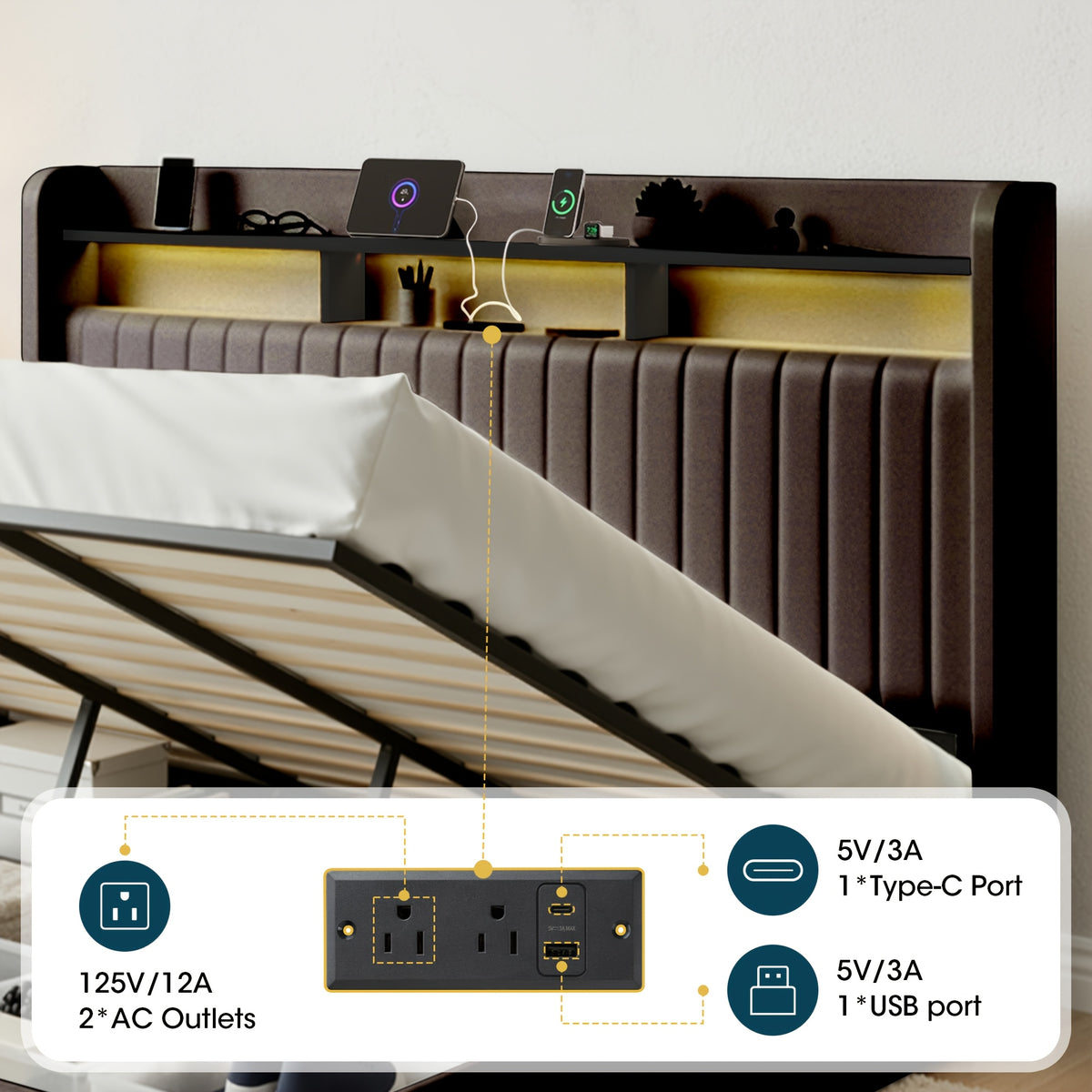 lift storage bed frame velvet vertical channel - Temu