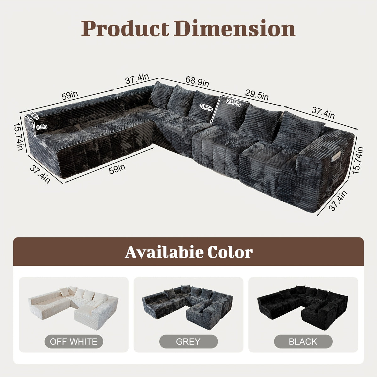 large 7 seat modular sectional sofa   featuring - Temu