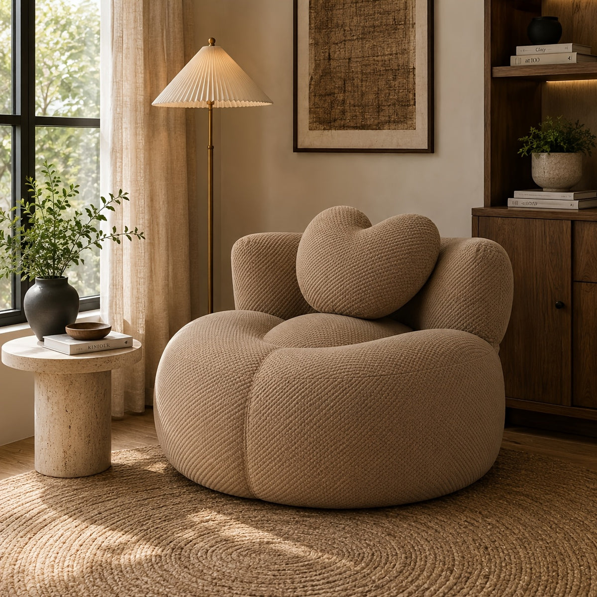 chaise lounge chair round heart shaped corduroy couch high - Temu