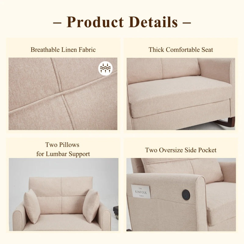 extra large beige rocking chair padded double width armchair - Temu