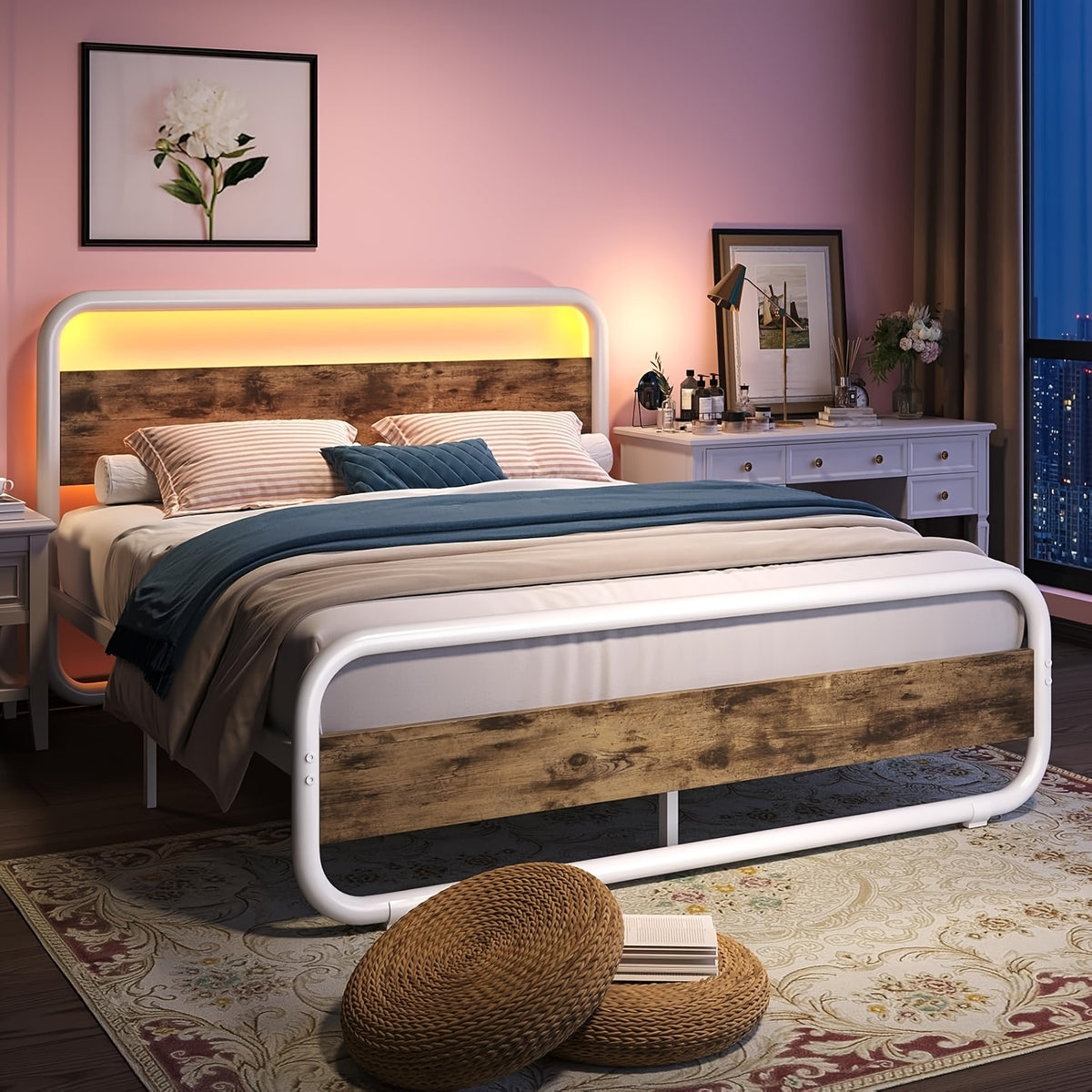 twin full queen king size   grey white bed frame - Temu
