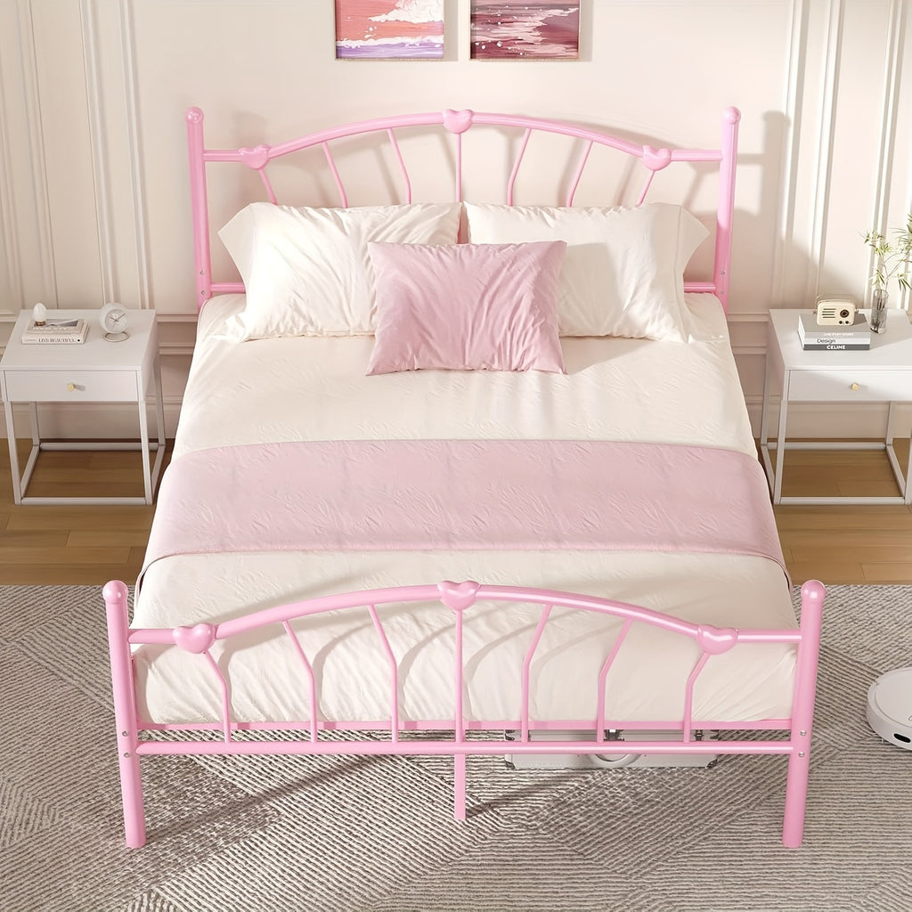 twin full queen size metal platform bed frame heart shaped - Temu