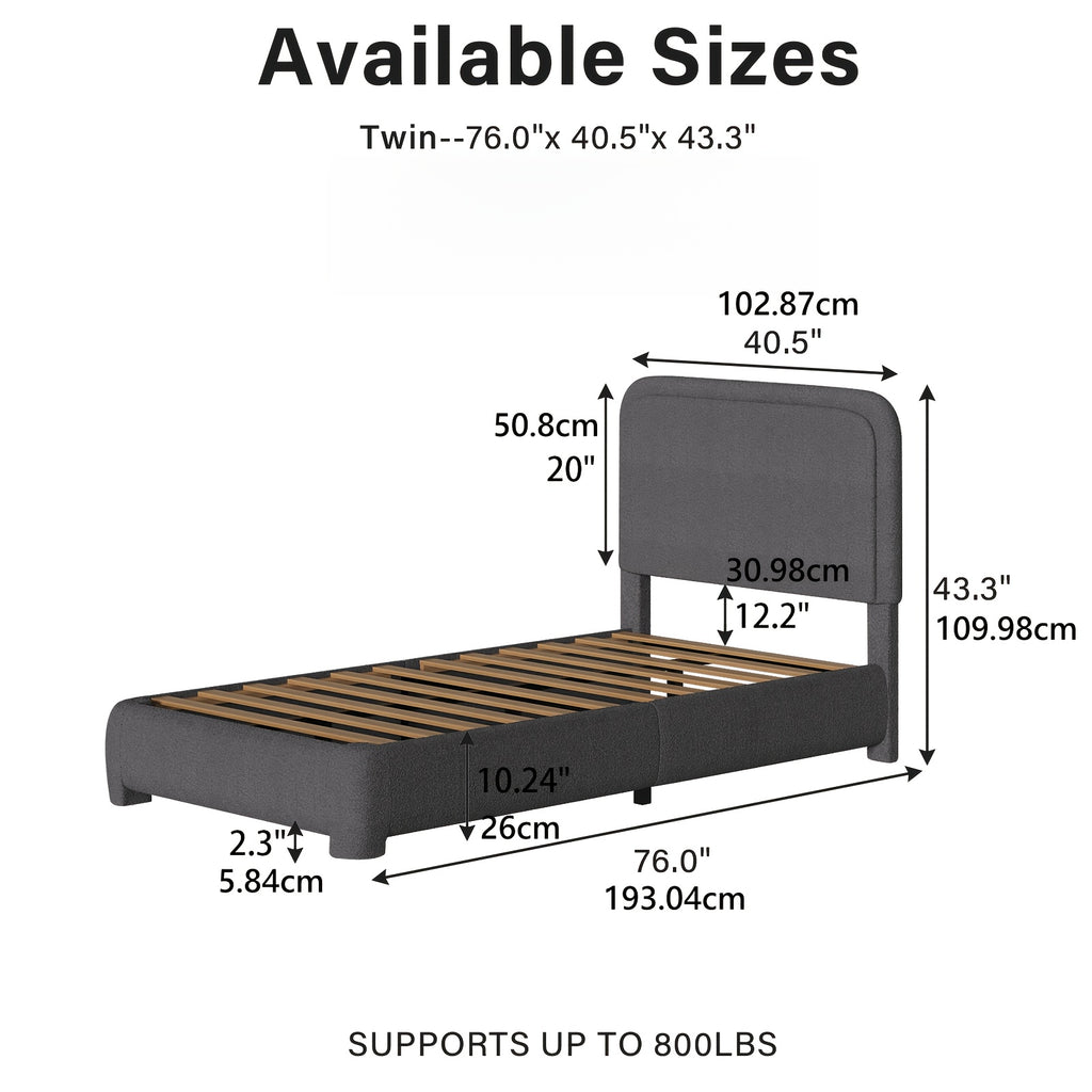 twin full   bed frame cloud boucle upholstered - Temu
