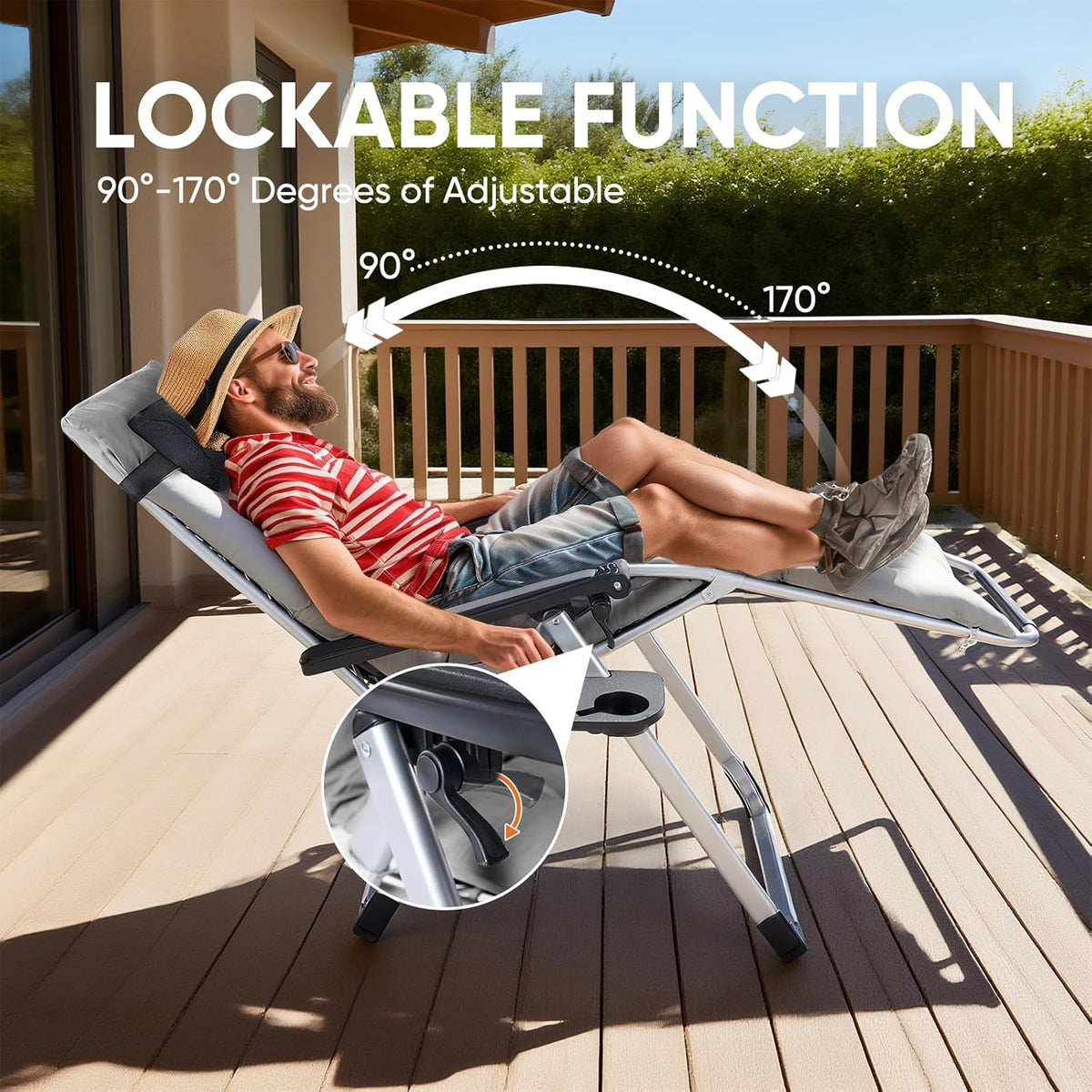 1pc zero gravity recliner foldable patio chair   cup - Temu