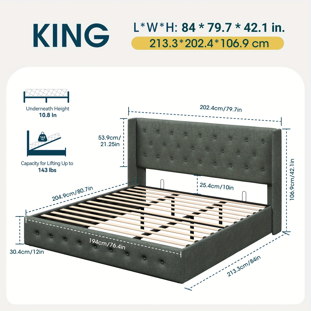 lift storage bed modern wingback upholstered - Temu