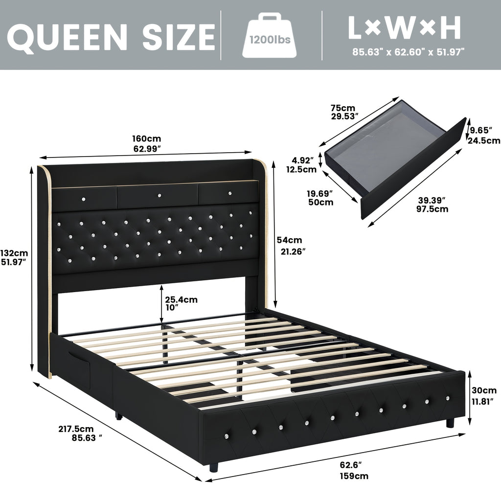 queen bed frame full size platform bed 2 removable - Temu
