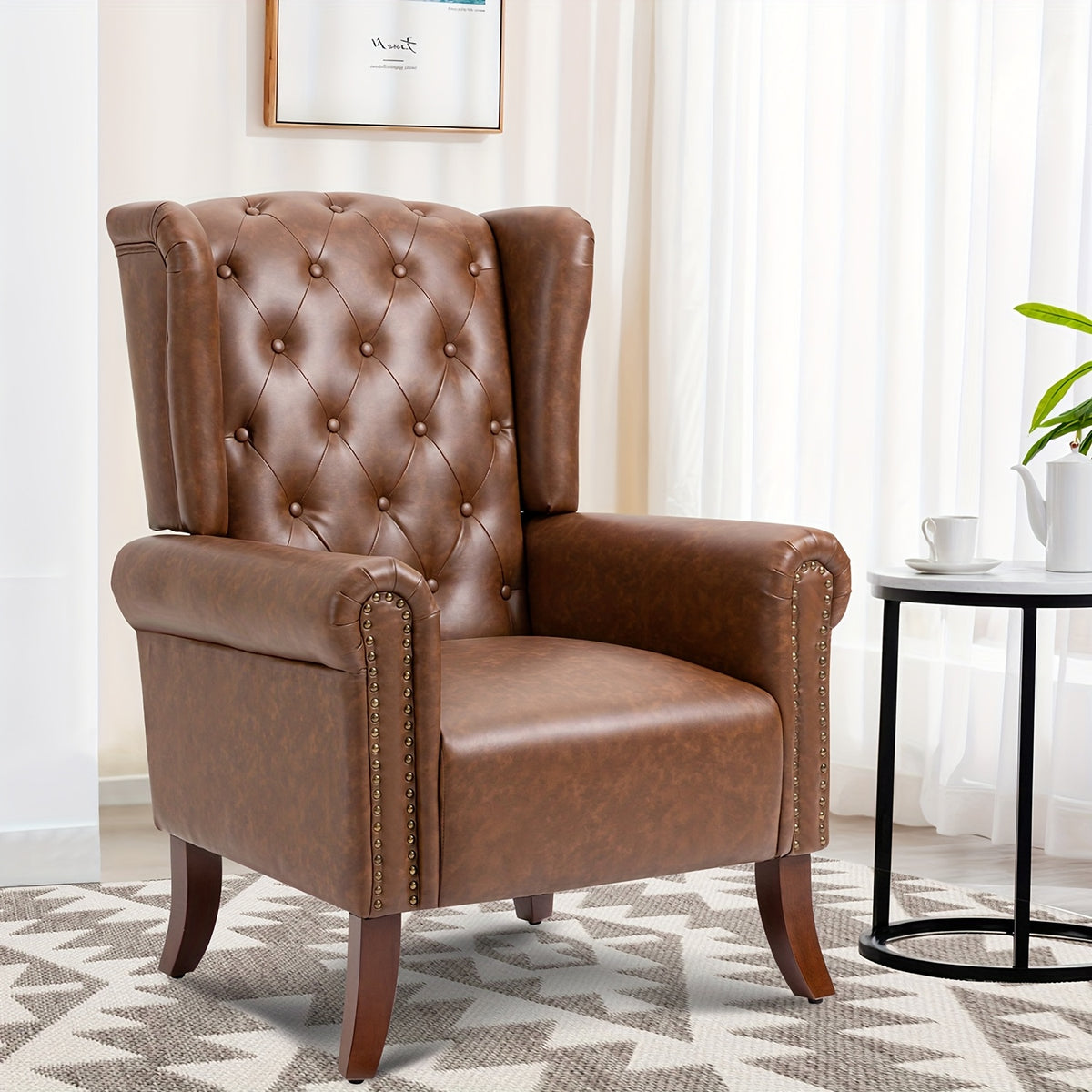 century accent chair faux leather modern living - Temu