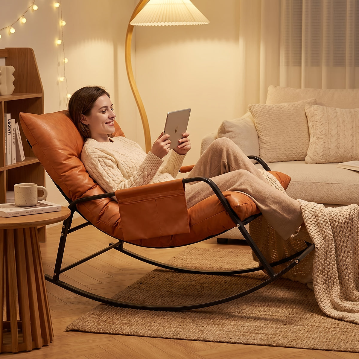 1 person tech fabric rocking chair black   frame - Temu
