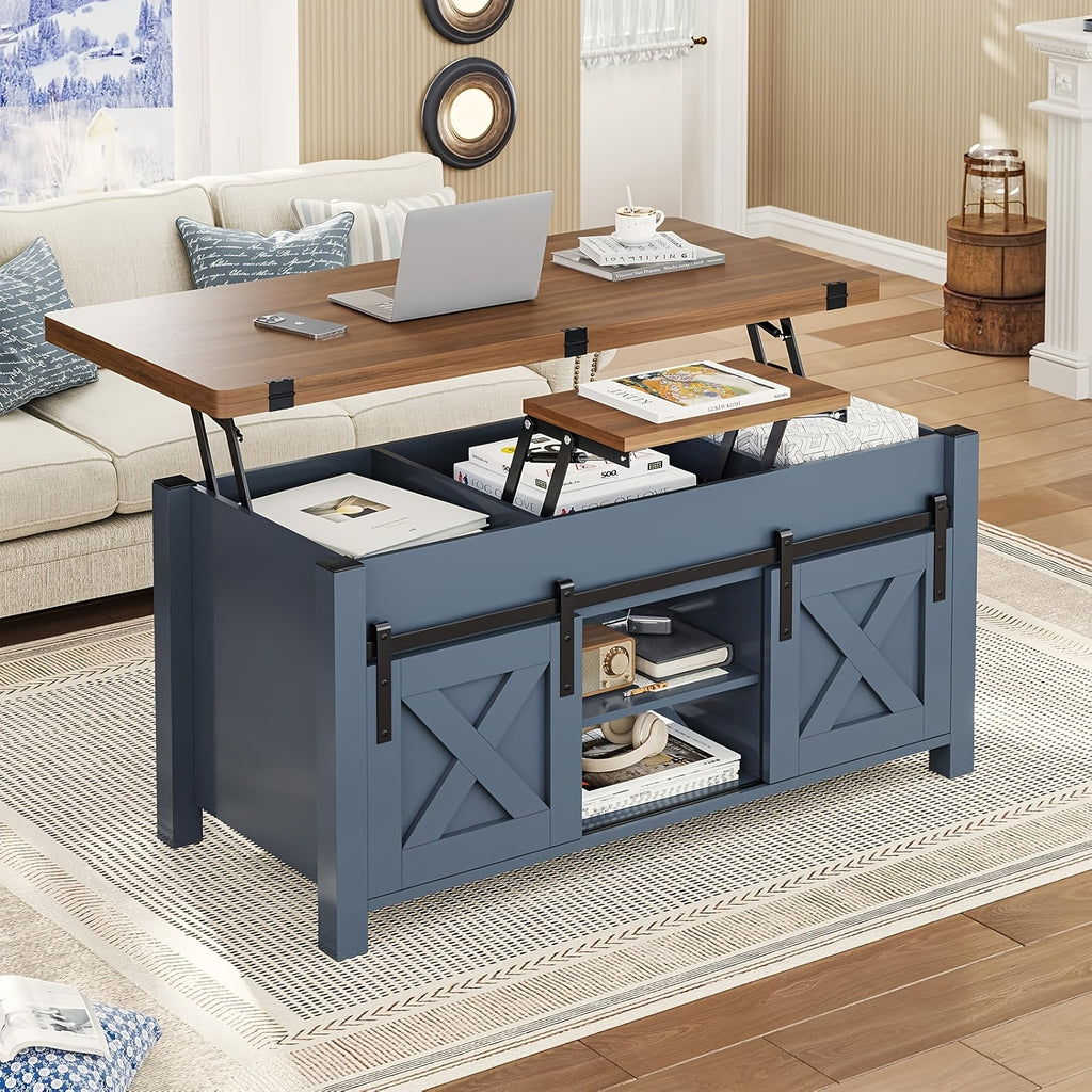 farmhouse lift top coffee table hidden compartments open - Temu
