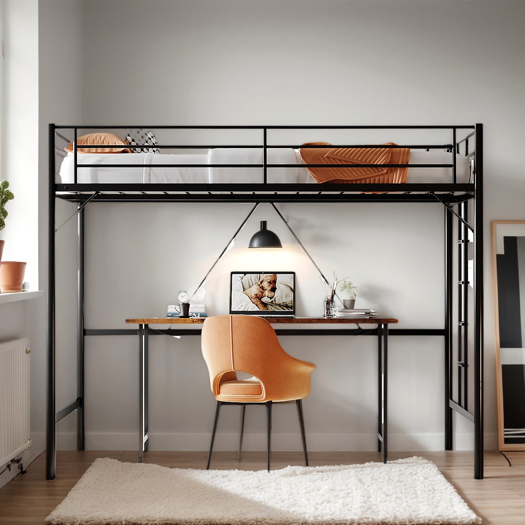 queen loft bed frame flat rungs   spring required heavy - Temu