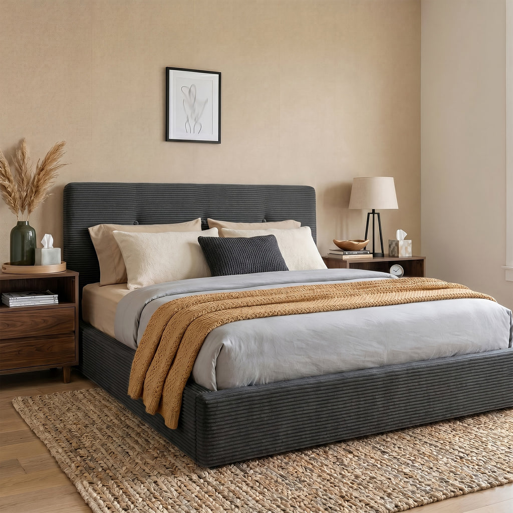 cloud bed frame adjustable headboard upholstered corduroy - Temu