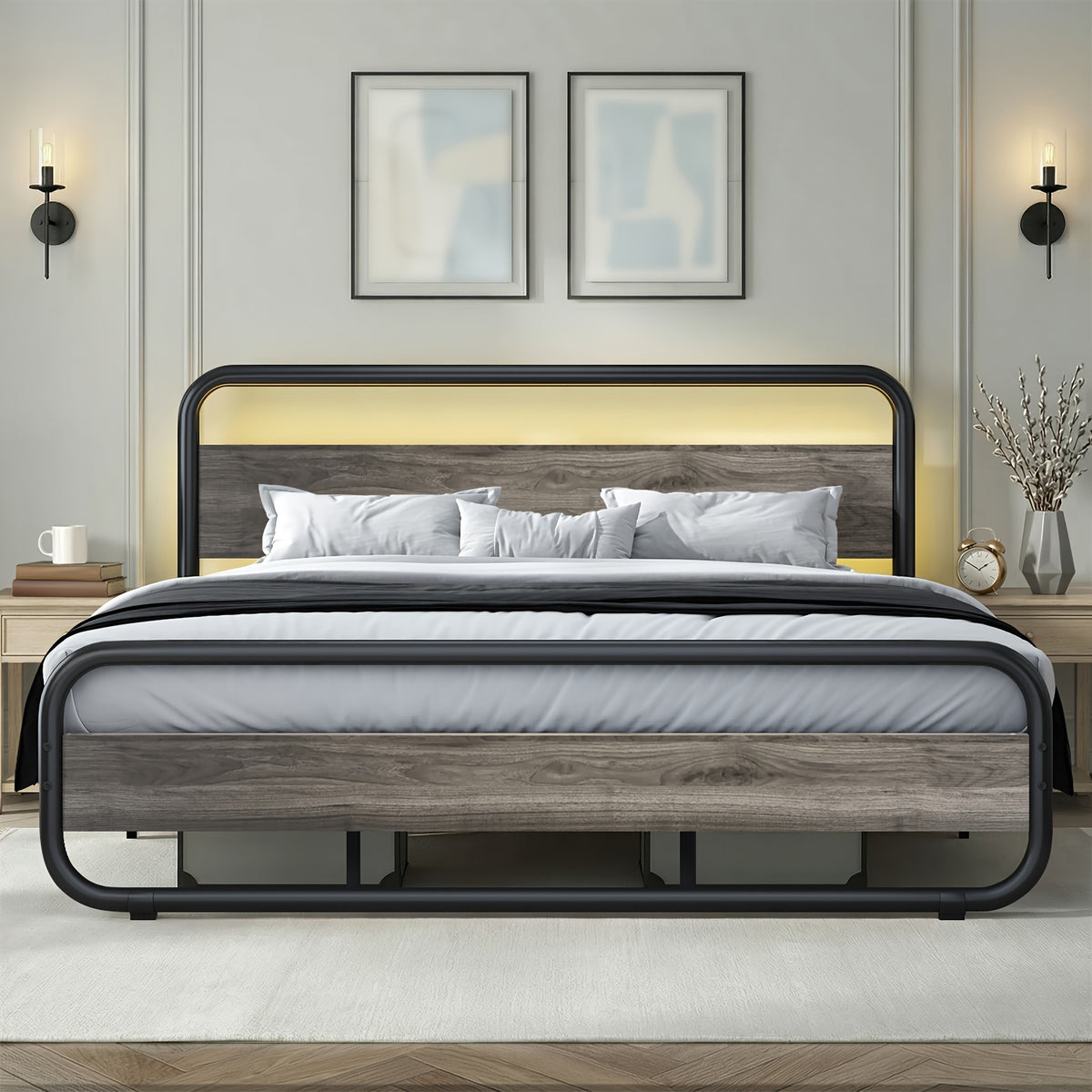twin full queen king size   grey white bed frame - Temu