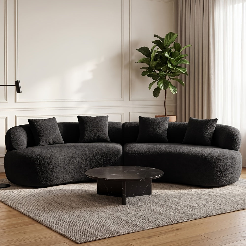 modern chenille compression curved sofa 2 throw pillows - Temu