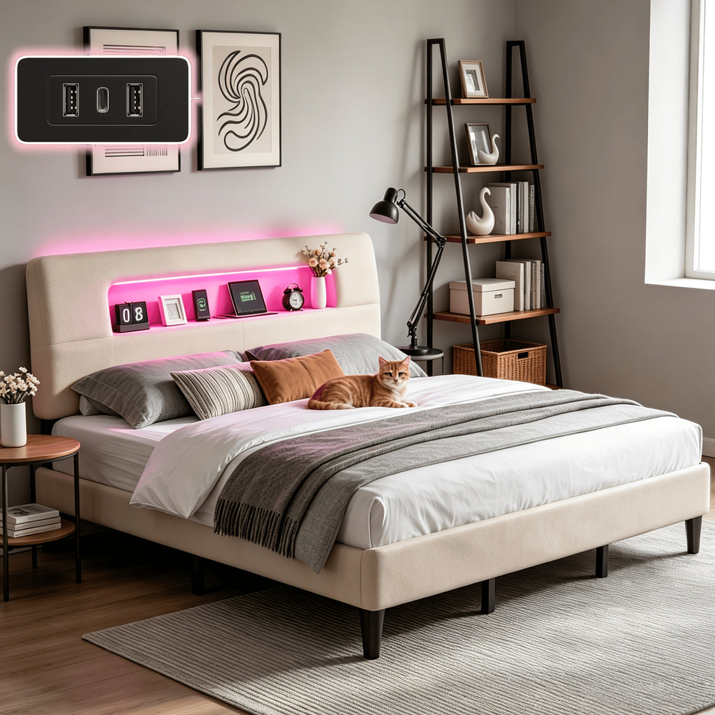 king queen full twin bed frame velvet material soft - Temu