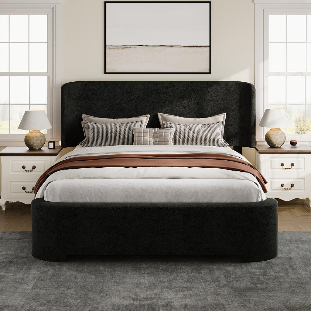 curved headboard footboard full queen size bed frame velvet - Temu