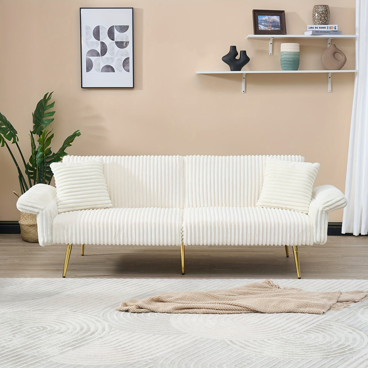 79 inch fleece foldable sofa bed foldable armrests suitable - Temu