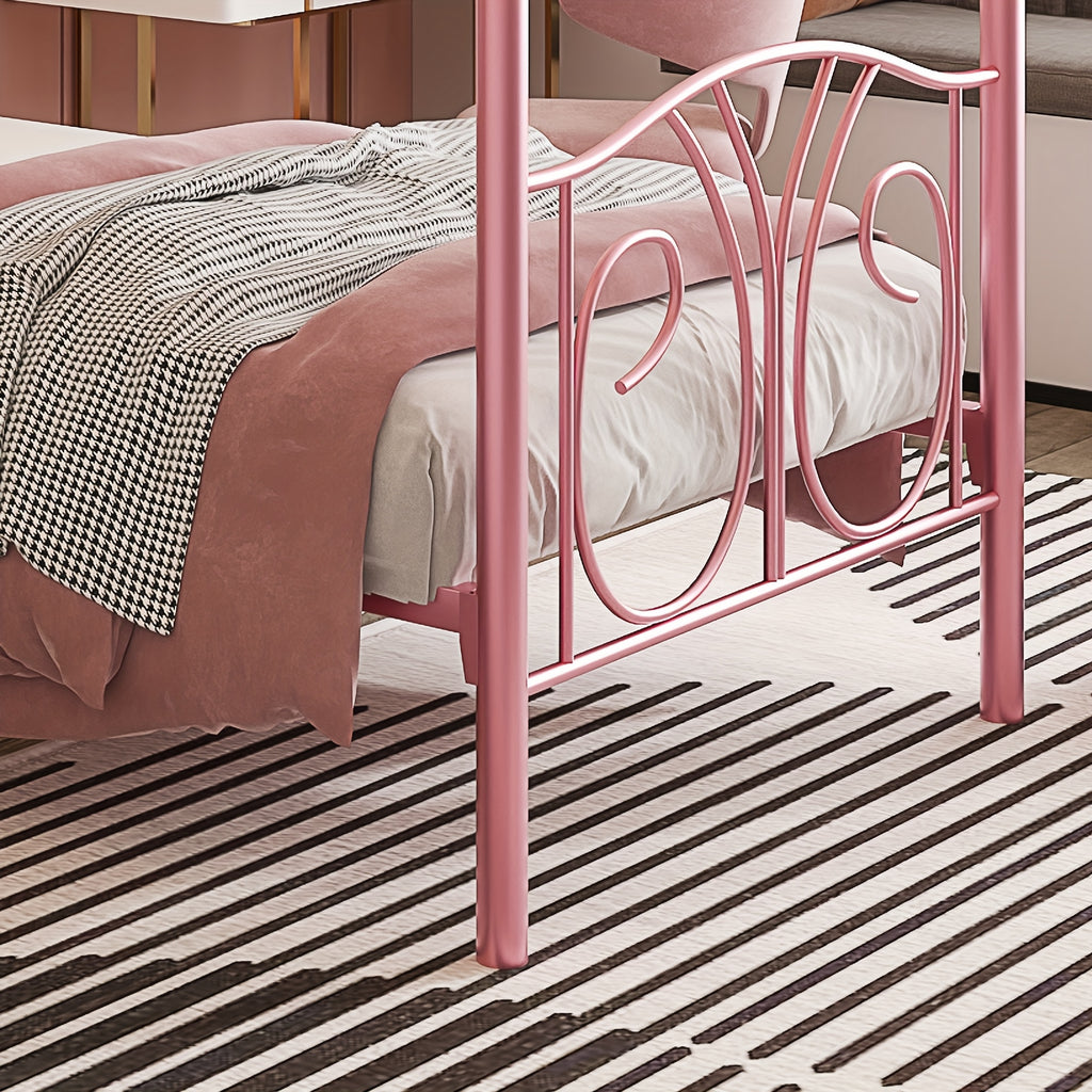 twin size canopy bed frame headboard footboard metal slats - Temu