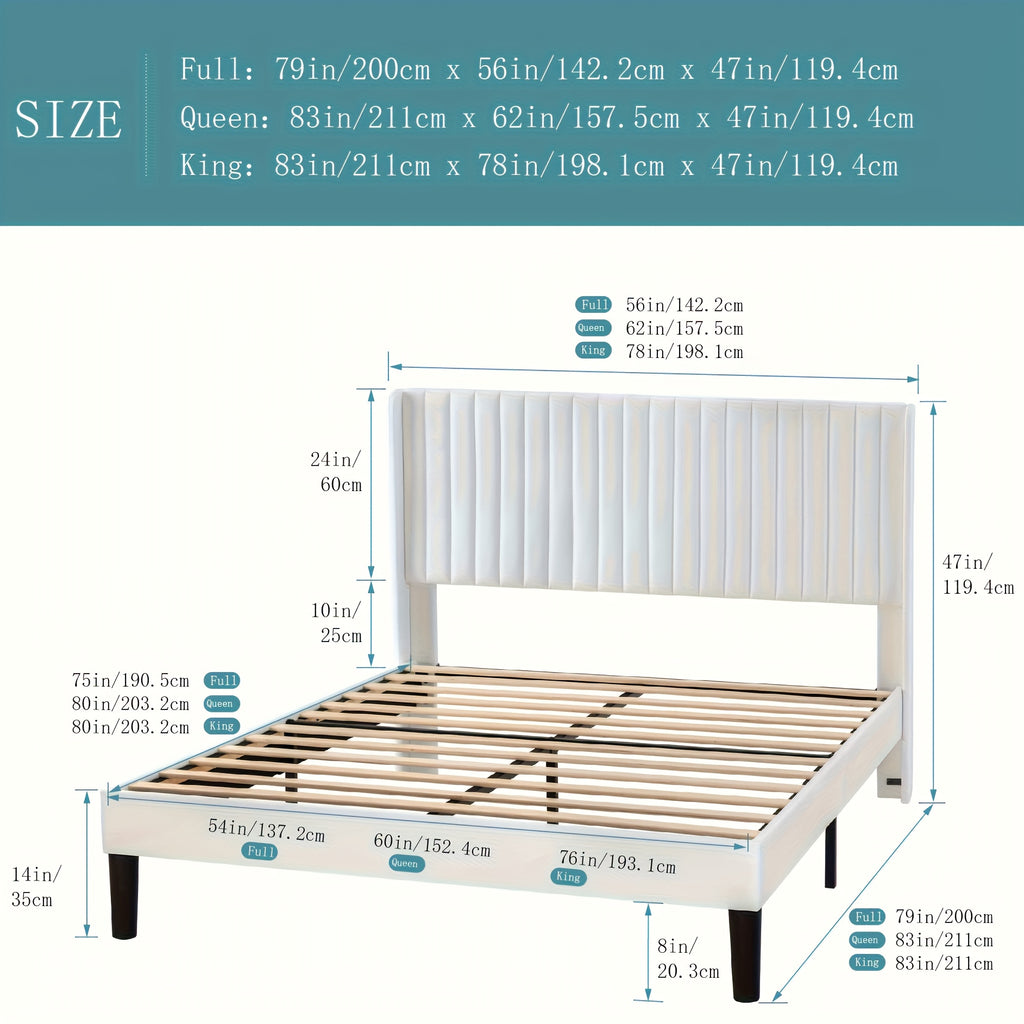 wingback velvet upholstered platform bed frame - Temu
