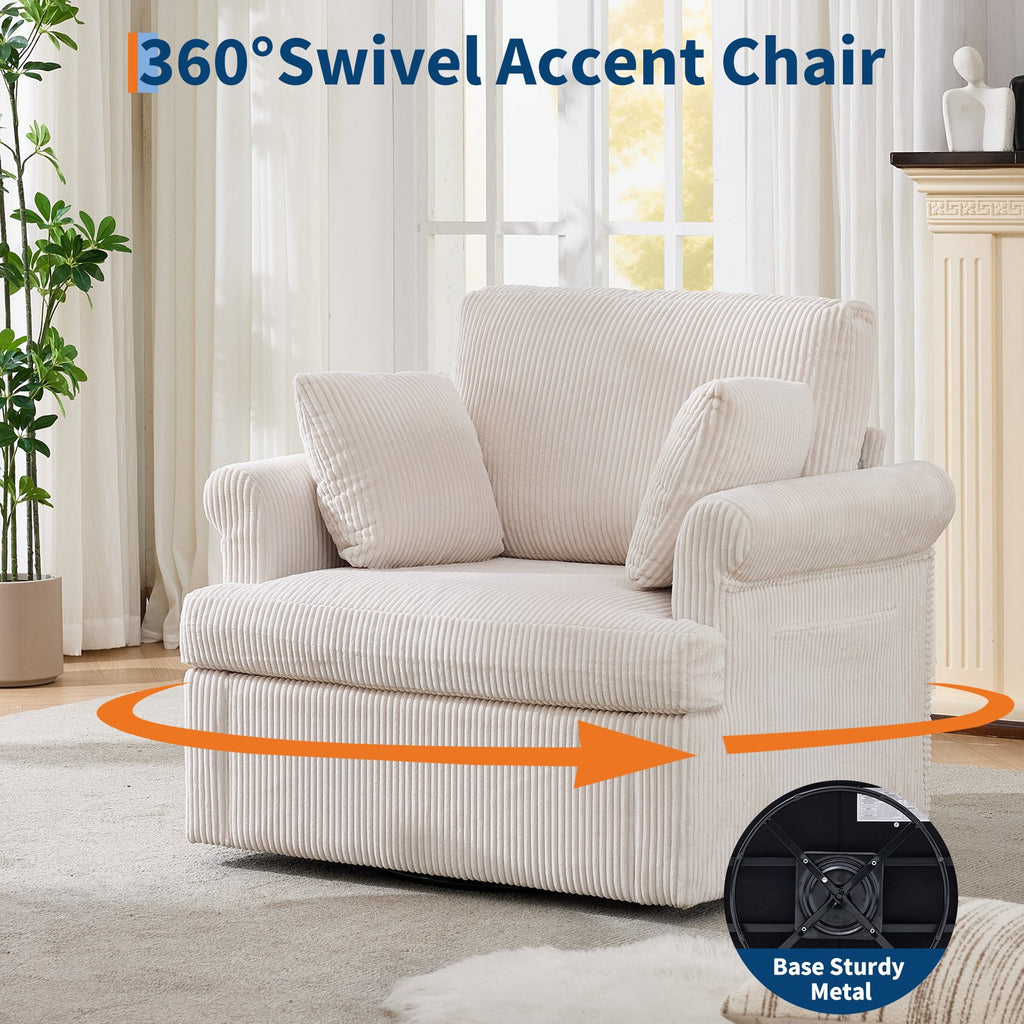 modern 360 swivel armchair 2 pillows accent lounge reading - Temu