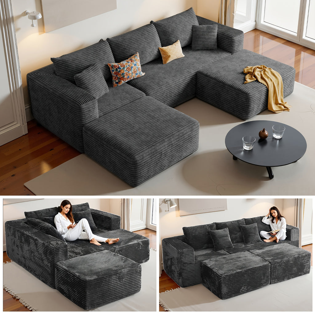 u l shaped corduroy modular sectional sofa bed vacuum - Temu