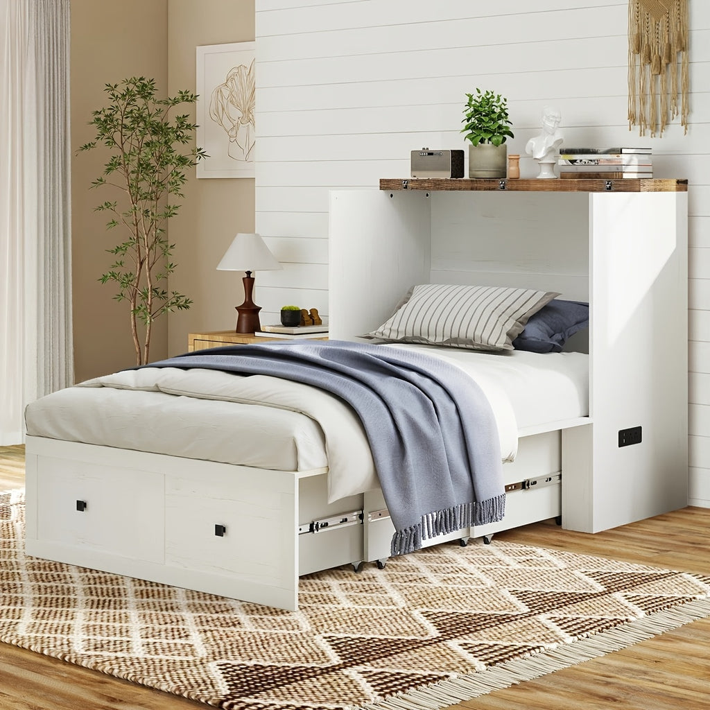 6 memory foam murphy bed wall bed storage drawer usb - Temu
