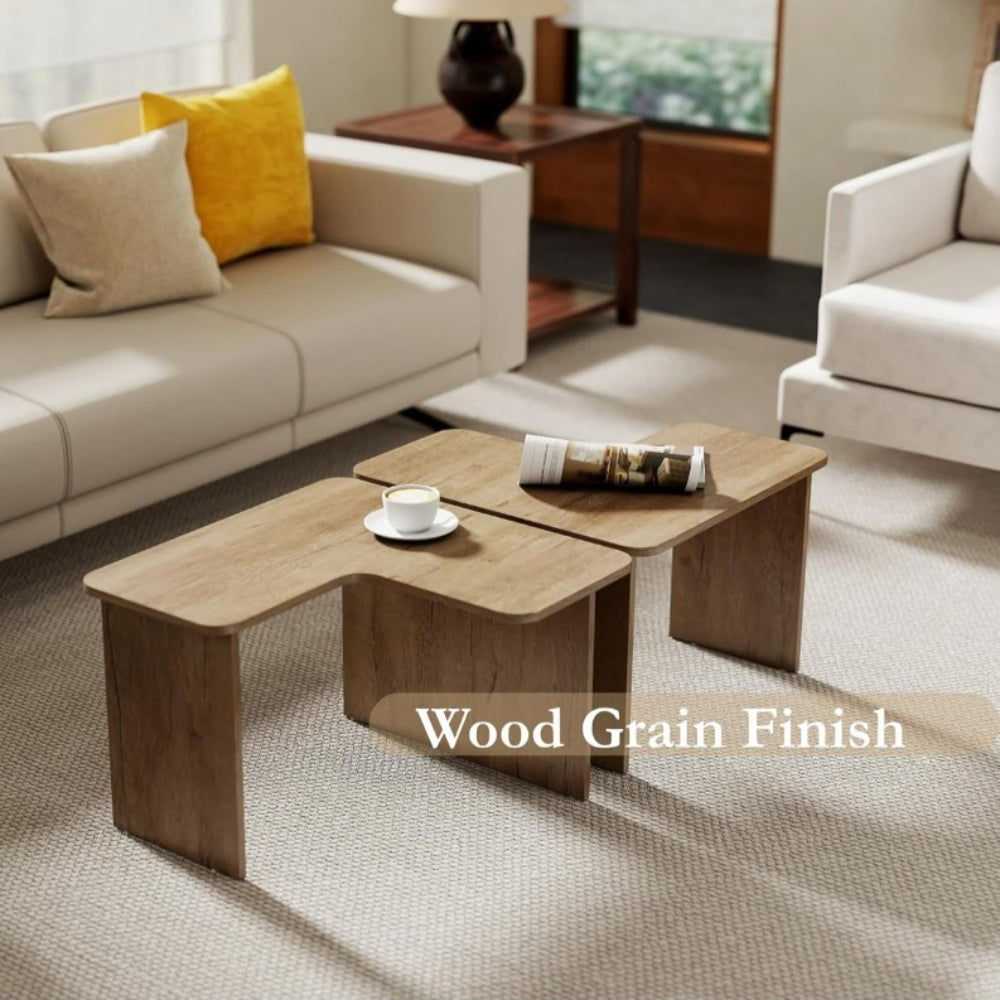 set 2 modern nesting coffee tables wooden l shaped square - Temu