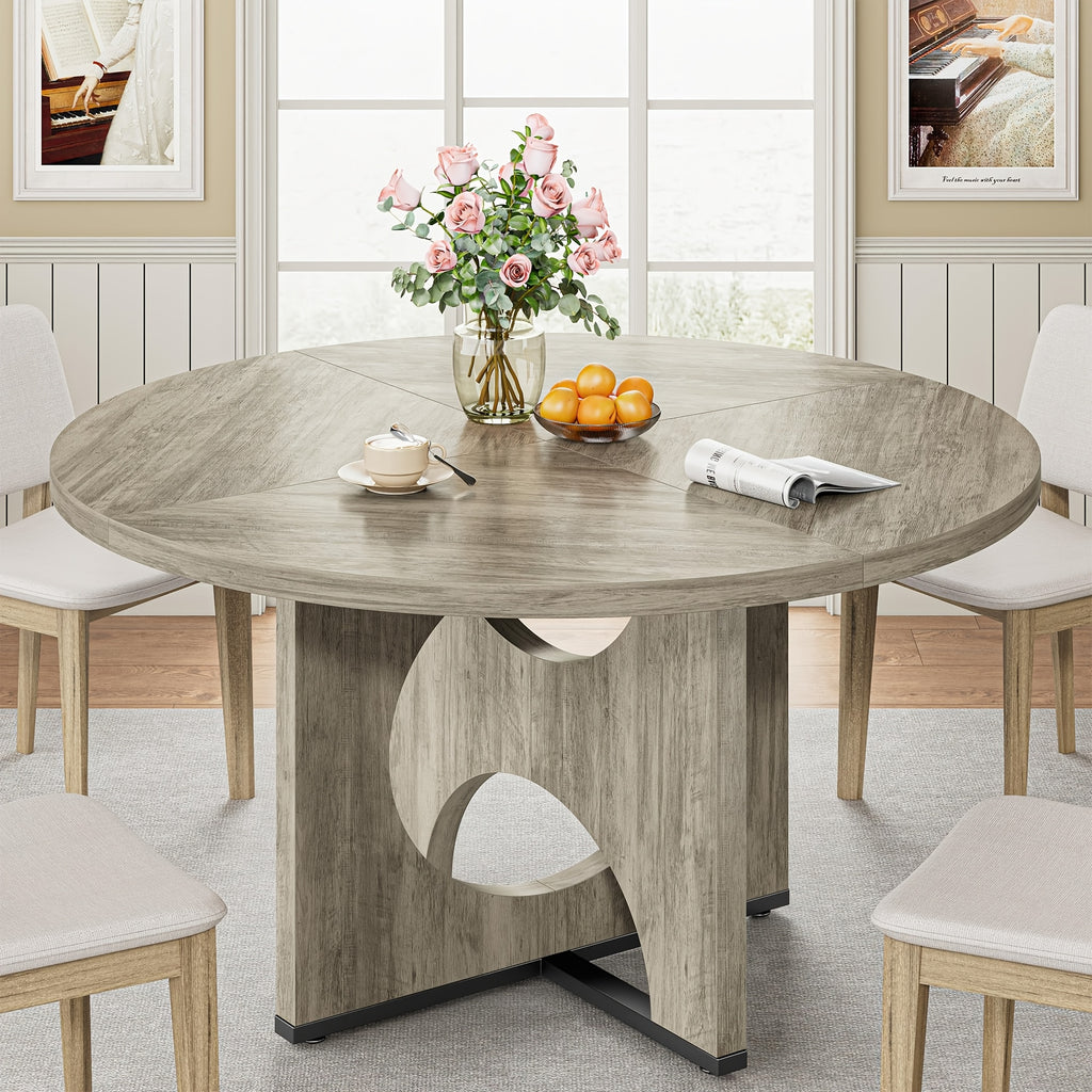round dining table 6 wooden kitchen table pedestal base 47 - Temu