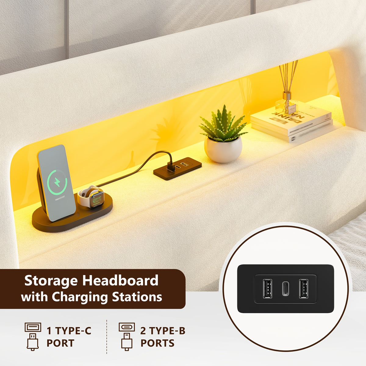 twin full queen king bed frame ergonomic storage headboard - Temu