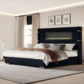contemporary wingback bed frame integrated fireplace 60 4 - Temu