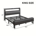 metal platform bed storage   upholstered headboard - Temu
