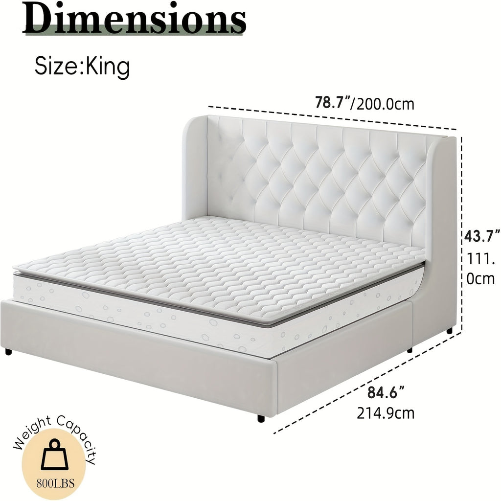 upholstered bed frame a full queen king size featuring a - Temu