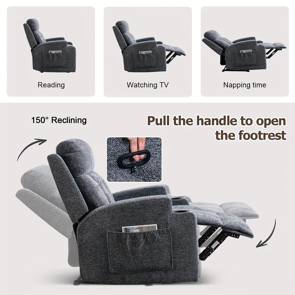 manual recliner chair massage heat soft fabric   - Temu