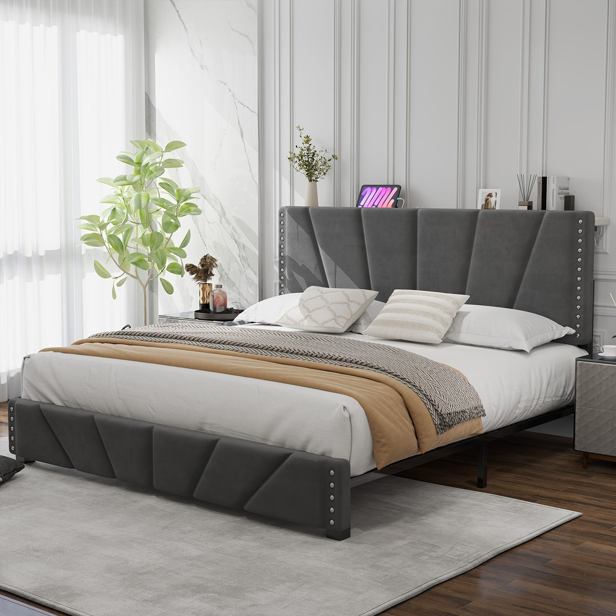 queen king size bed frame   storage modern bed frame - Temu