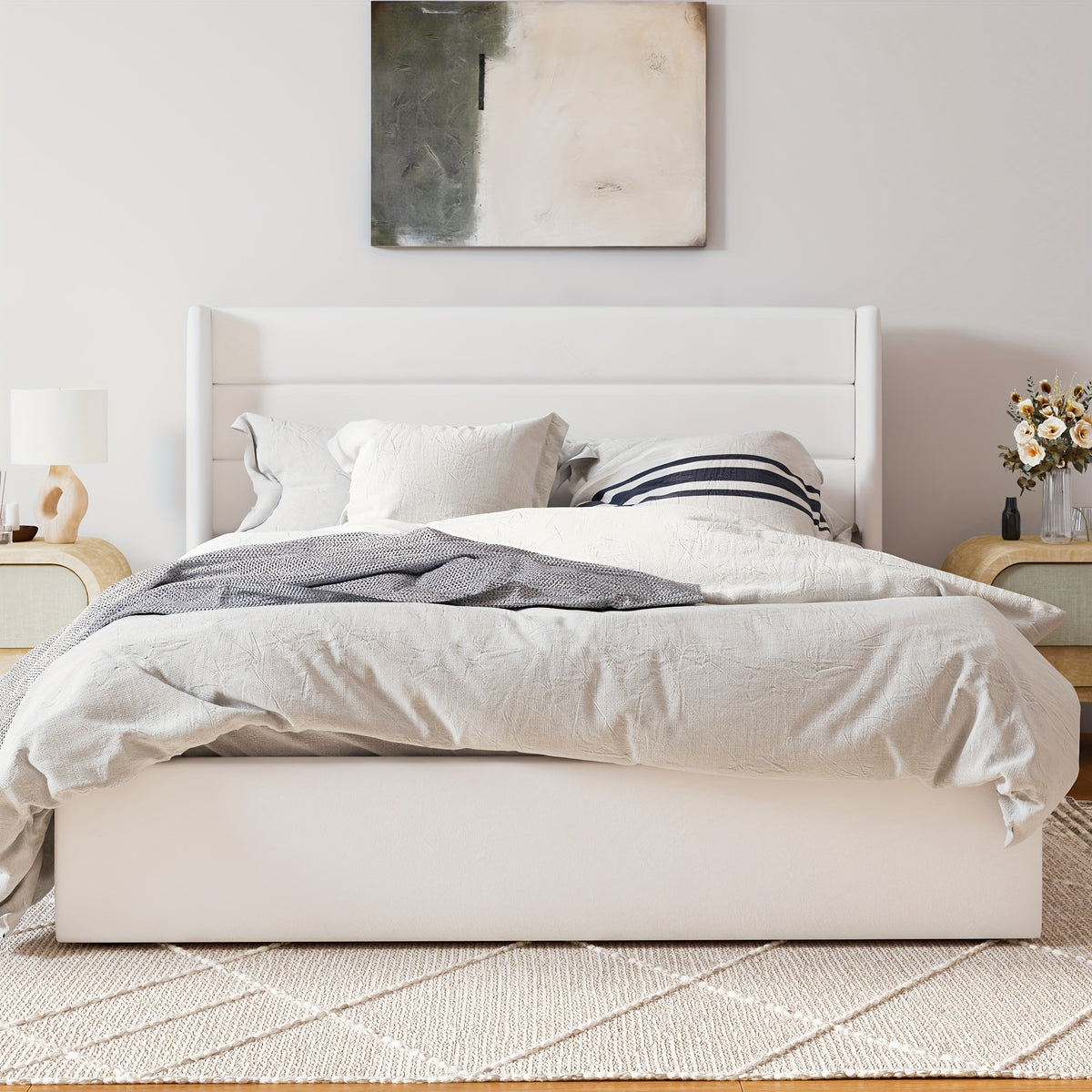 lift storage bed modern wingback upholstered - Temu