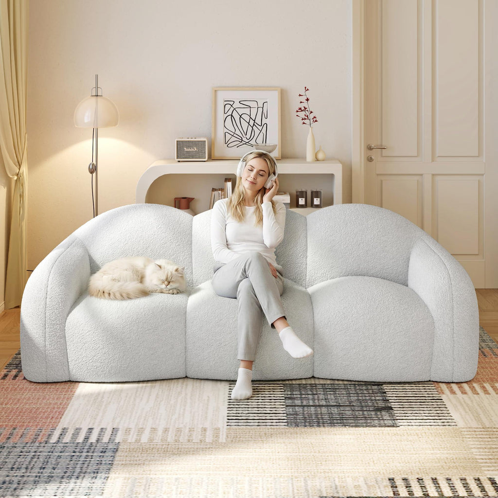 92 15 modern cloud couch soft teddy fleece lazy sofa - Temu