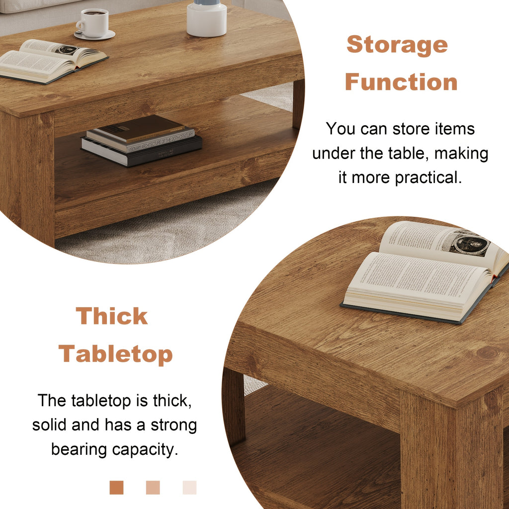 coffee table double layer design sturdy mdf construction - Temu