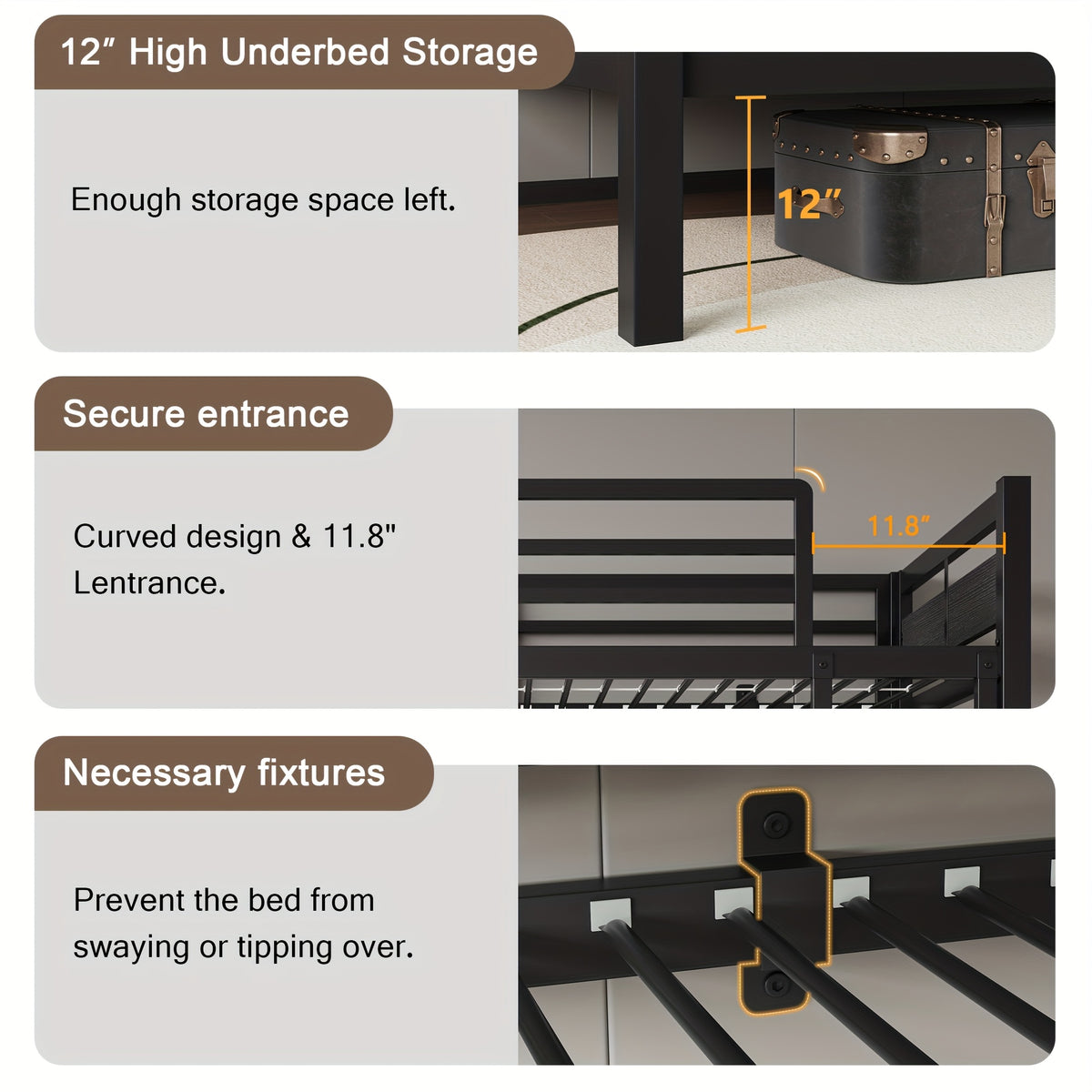 77 5 l heavy duty metal bed frame twin twin full twin bunk - Temu
