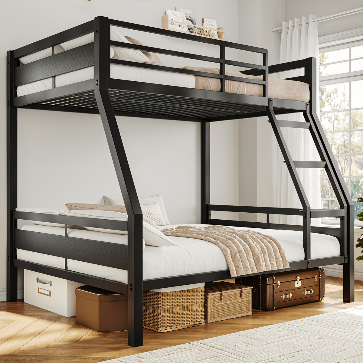 bunk bed twin full heavy duty metal bunkbeds full length - Temu