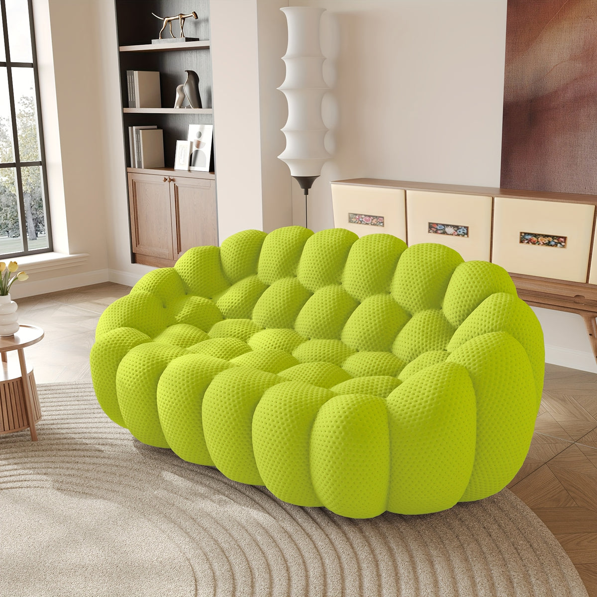 100 03 modern upholstered curved sofa 3 seater mesh fabric - Temu