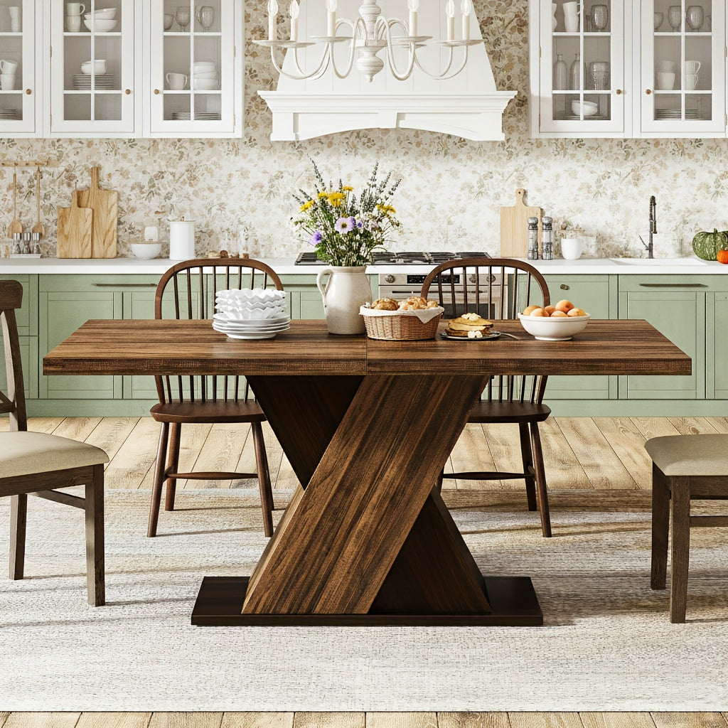 farmhouse dining table 4 6 people 55 inch rectangle kitchen - Temu