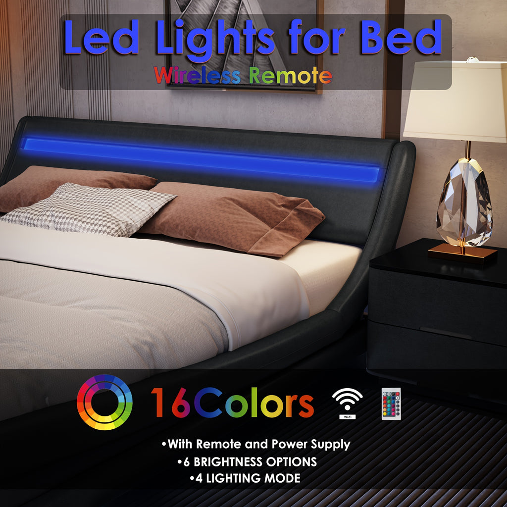 modern upholstered led bed frame adjustable headboard   - Temu